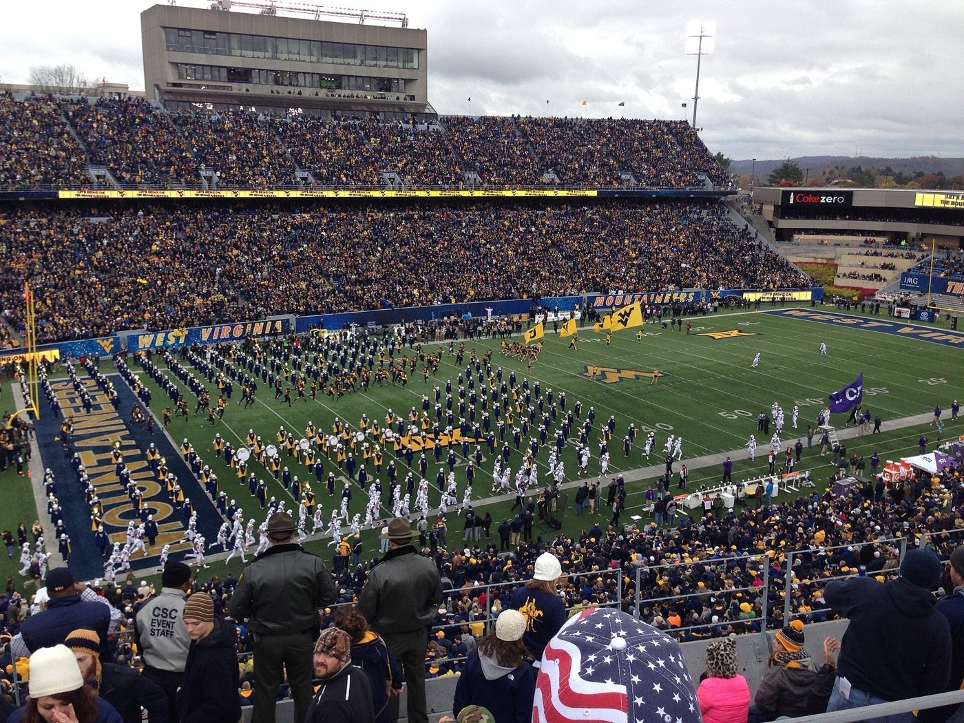 West Virginia football team enters Mountaineer Field at Milan Puskar Stadium